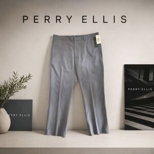 New Perry Ellis Dress Pants Trousers Men's 34x32 Gray Wrinkle Resistant $79.50